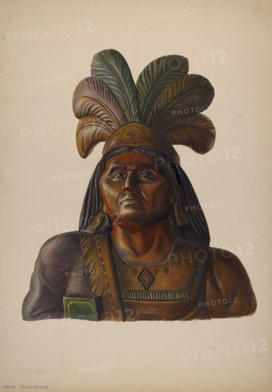 Cigar Store Indian, c. 1937. Creator: Walter Hochstrasser.