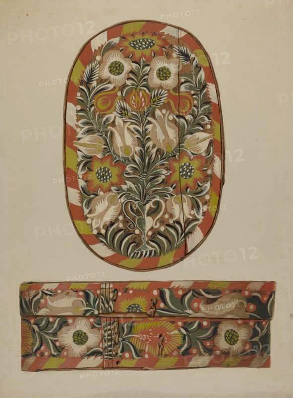 Pa. German Bride or Cap Box, c. 1937. Creator: Frances Lichten.