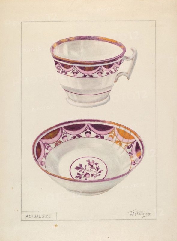 Cup and Saucer, c. 1936. Creator: Thomas Holloway.