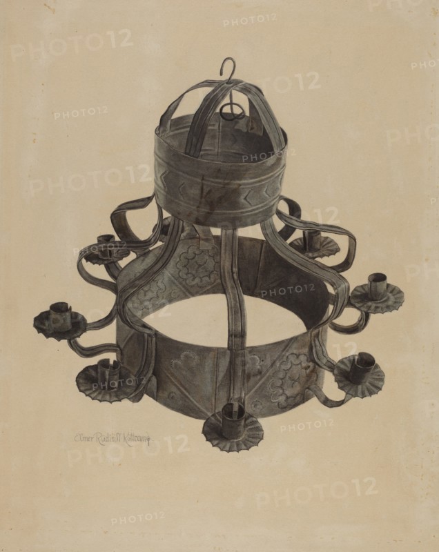 Pa. German Chandelier, 1935/1942. Creator: Elmer R. Kottcamp.