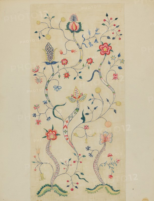 Crewel Embroidery, c. 1936. Creator: Fanchon Larzelere.