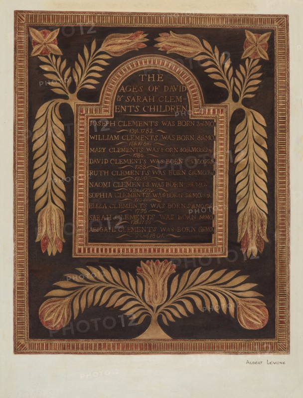 Birth Record, c. 1939. Creator: Albert J. Levone.