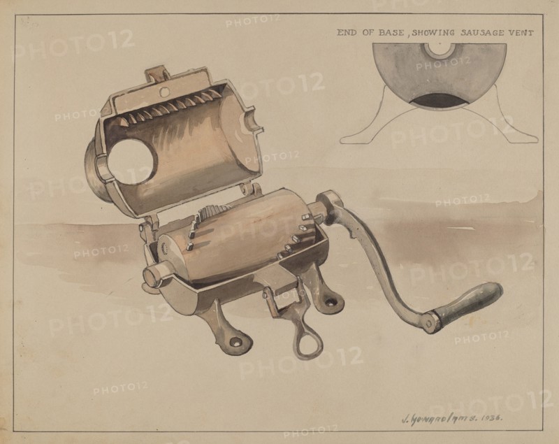 Sausage Grinder, 1936. Creator: J. Howard Iams.