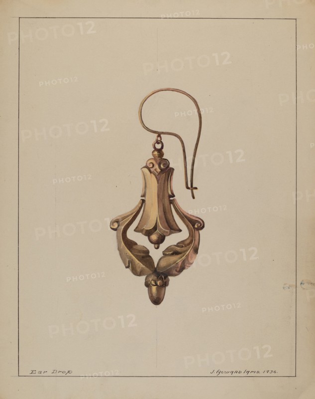 Earrings, 1936. Creator: J. Howard Iams.
