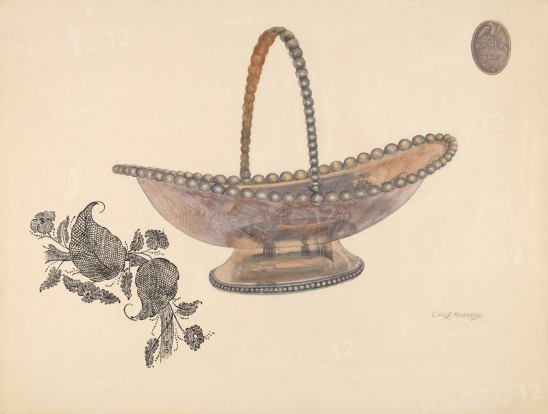 Silver Plate Bread Basket, c. 1937. Creator: Chris Makrenos.