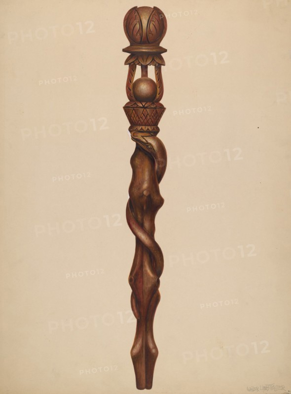 Scepter (Lumberjack Carving), c. 1938. Creator: Walter Hochstrasser.