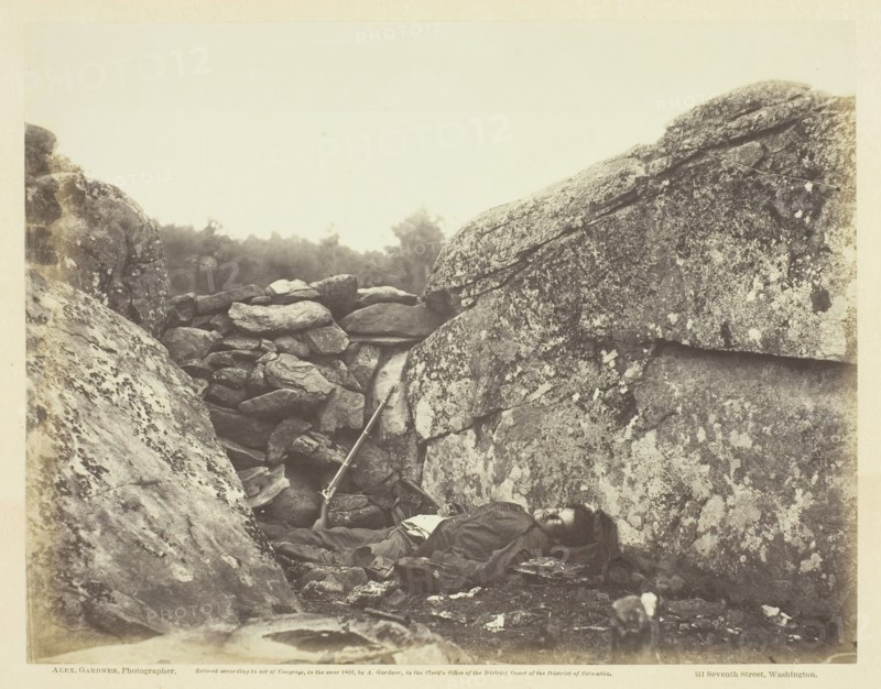 Home of a Rebel Sharpshooter, Gettysburg, July 1863. Creator: Alexander Gardner.