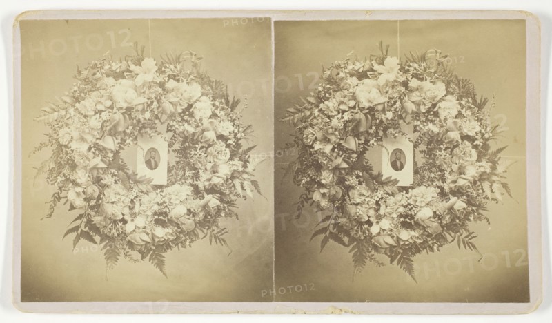 Untitled [wreath with portrait], 1875/99.  Creator: Unknown.