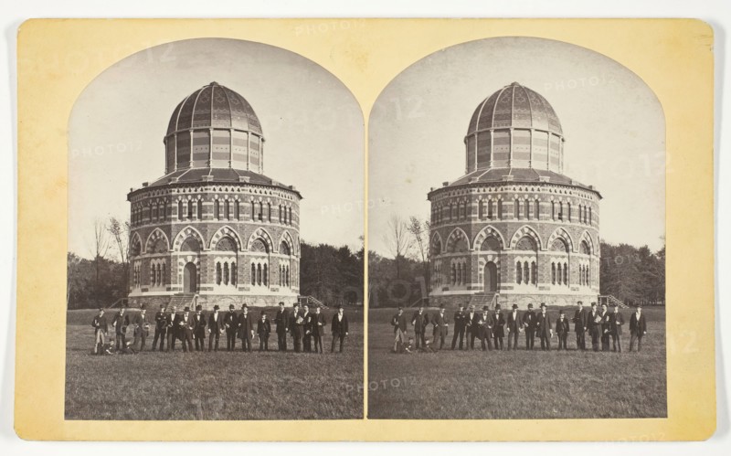 Untitled [group of men in front of the Nott Memorial Hall,...Schenectady, New York], 1875/99.  Creator: Unknown.