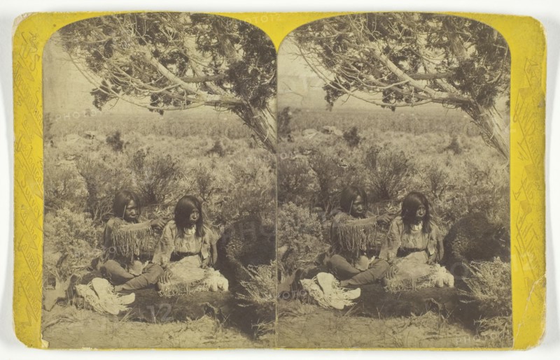 Utah Ute Indian and Lady "Courting" in N.E. Utah, from the U.S. Topographical and Geo..., 1871/74. Creator: John Karl Hillers.