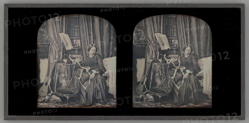 Untitled (Portrait of a Woman Sewing), 1850. Creator: Thomas Richard Williams.