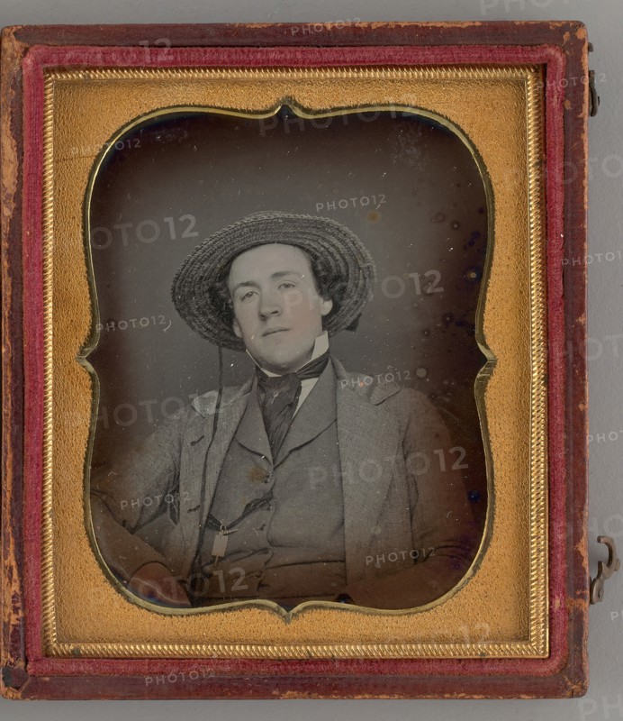 Untitled (Portrait of a Man with a Straw Hat), 1852. Creator: Unknown.