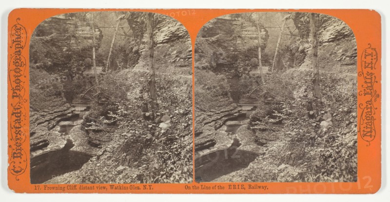 Frowning Cliff, distant view, Watkins Glen, N.Y., 1863/1903. Creator: Charles Bierstadt.