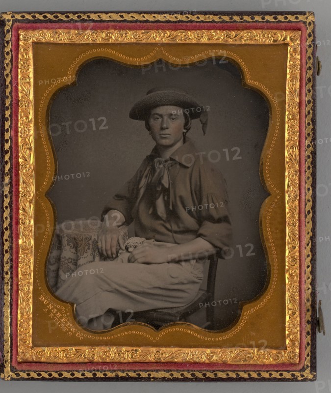 Untitled (Portrait of Seated Man Wearing Straw Hat), 1862. Creator: Dunshee & Co.