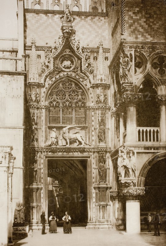 Untitled (31), c. 1890. [Doge and winged lion, facade of Doge's Palace, Venice].  Creator: Unknown.