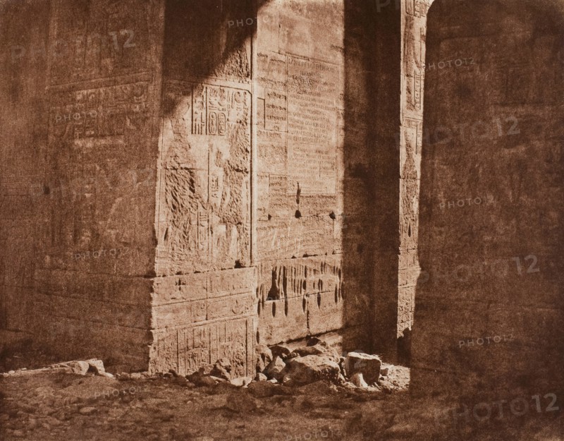 First Pylon - French Inscription Carved on the Eastern Embrasure at Point H, Island of Fila.., 1851/ Creator: Félix Teynard.