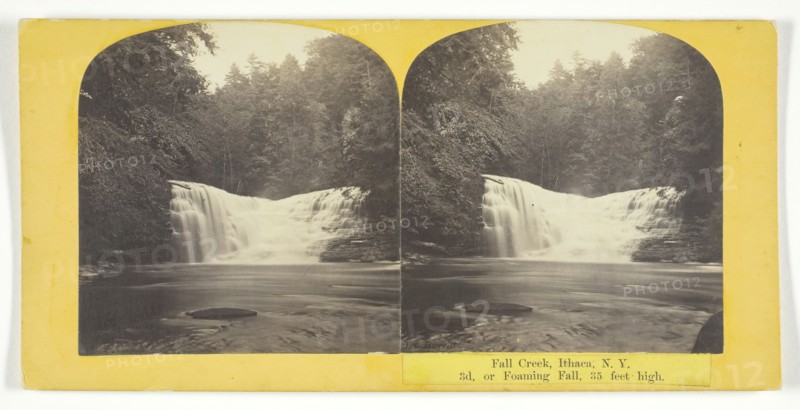 Fall Creek, Ithaca, N.Y. 3d. or Foaming Fall, 35 feet high, 1860/65. Creator: J. C. Burritt.