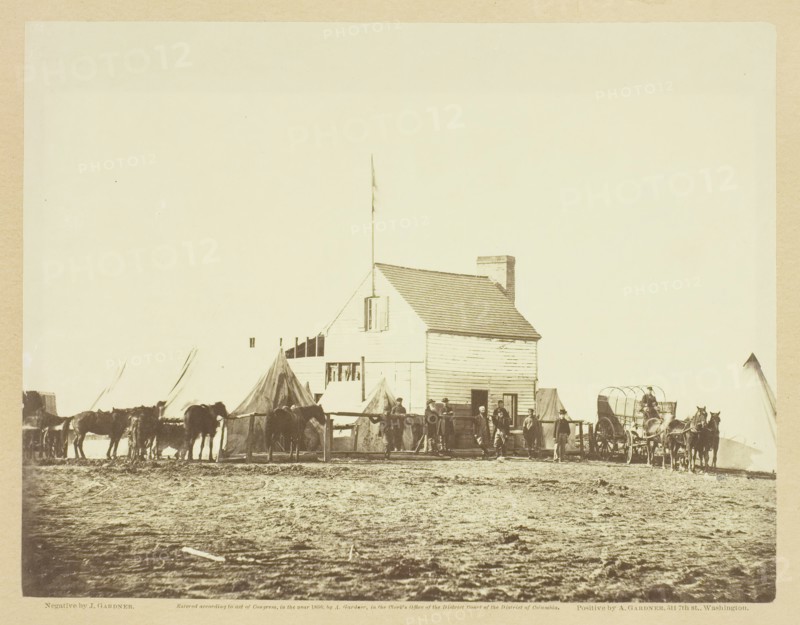 The Shebang, or Quarters of U.S. Sanitary Commission, Brandy Station, November 1863. Creator: James Gardner.