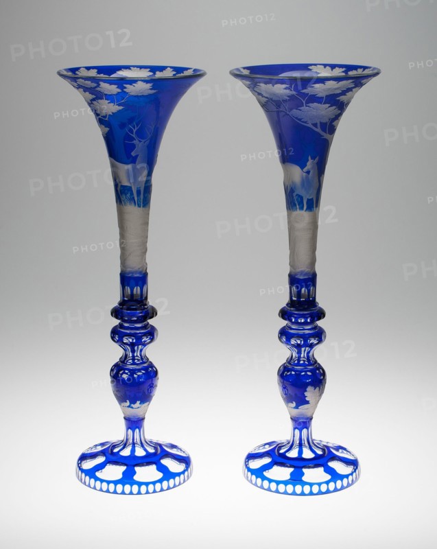 Two Vases, Bohemia, Mid 19th century. Creator: Bohemia Glass.
