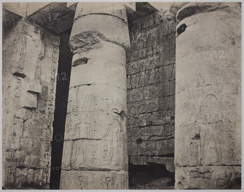 Medinet Habu, Mortuary Temple of Ramses III, Left Wall (Médinet-Habou, Temple funéraire..., 1854. Creator: John Beasley Greene.