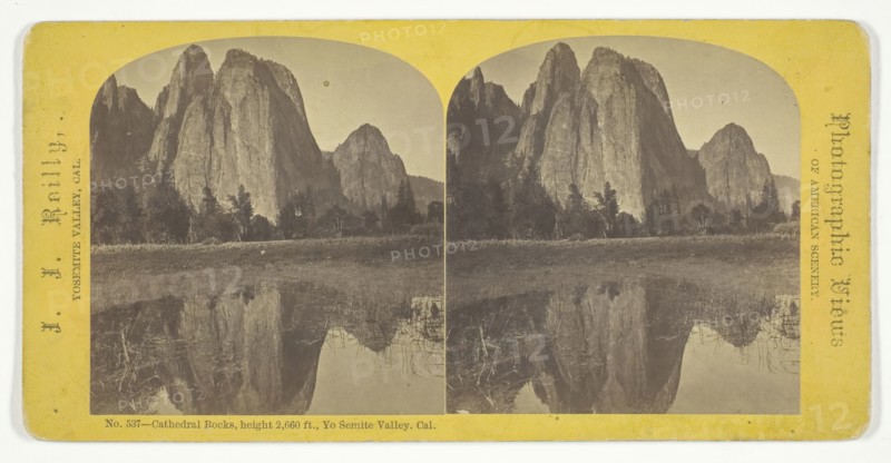 Cathedral Rocks, height 2,660 ft., Yo Semite Valley, California, 1870/76.  Creator: John J. Reilly.