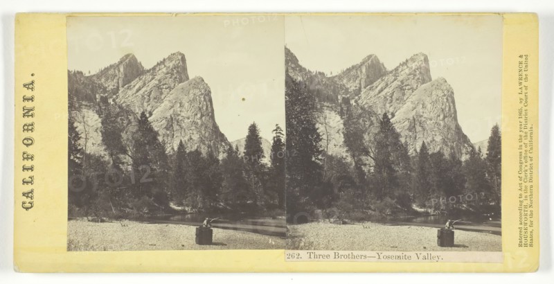 Three Brothers - Yosemite Valley, California, 1865. Creator: Lawrence & Houseworth.