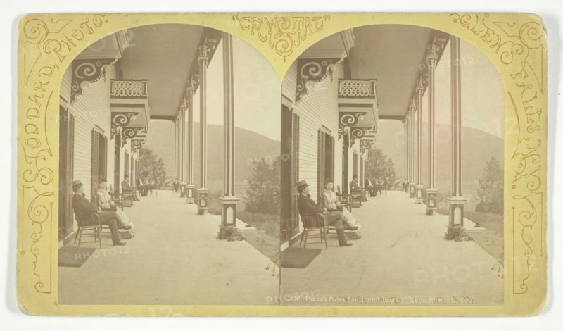 Piazza from South end Rogers Rock Hotel, Lake George, 1870/76.  Creator: Seneca Ray Stoddard.