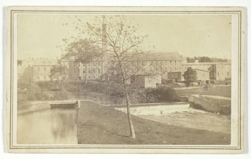 Untitled (river with falls and factory building), mid-late 19th century.  Creator: T. Holmes.
