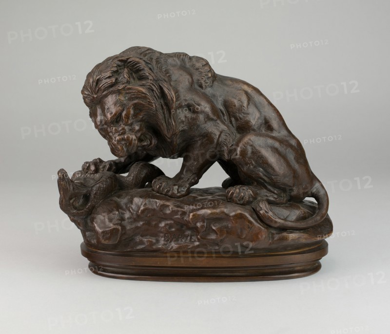 Lion Fighting a Serpent, 1847/55. Creator: Antoine-Louis Barye.