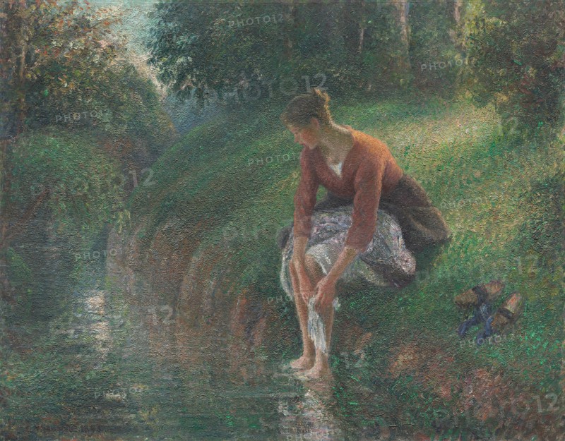 Woman Bathing Her Feet in a Brook, 1894/95. Creator: Camille Pissarro.