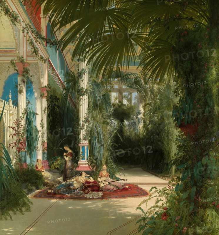 The Interior of the Palm House on the Pfaueninsel Near Potsdam, 1834. Creator: Karl Blechen.