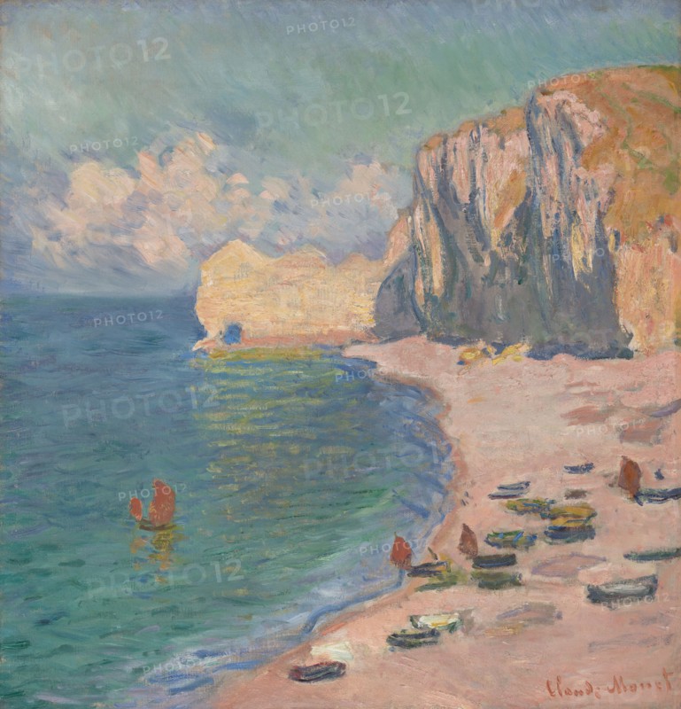 Étretat: The Beach and the Falaise d'Amont, 1885. Creator: Claude Monet.