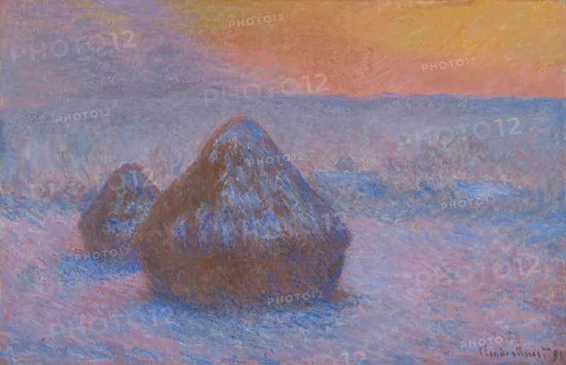 Stacks of Wheat (Sunset, Snow Effect), 1890/91. Creator: Claude Monet.