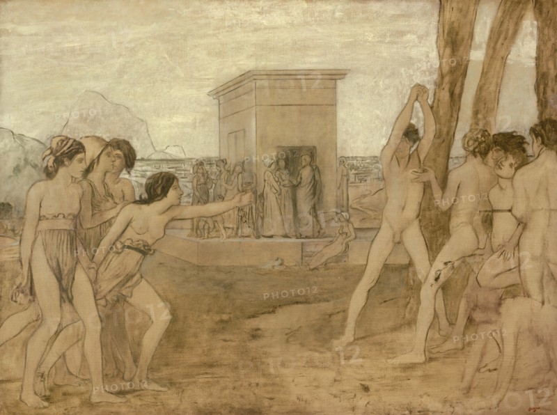Young Spartan Girls Challenging Boys, c. 1860. Creator: Edgar Degas.