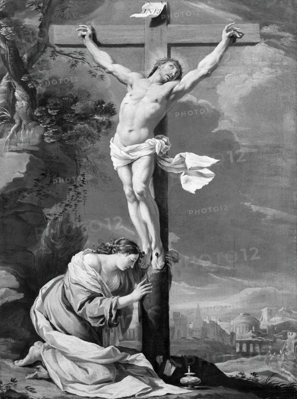 Christ on the Cross with Mary Magdalene, 1640/50. Creator: Simon Vouet.