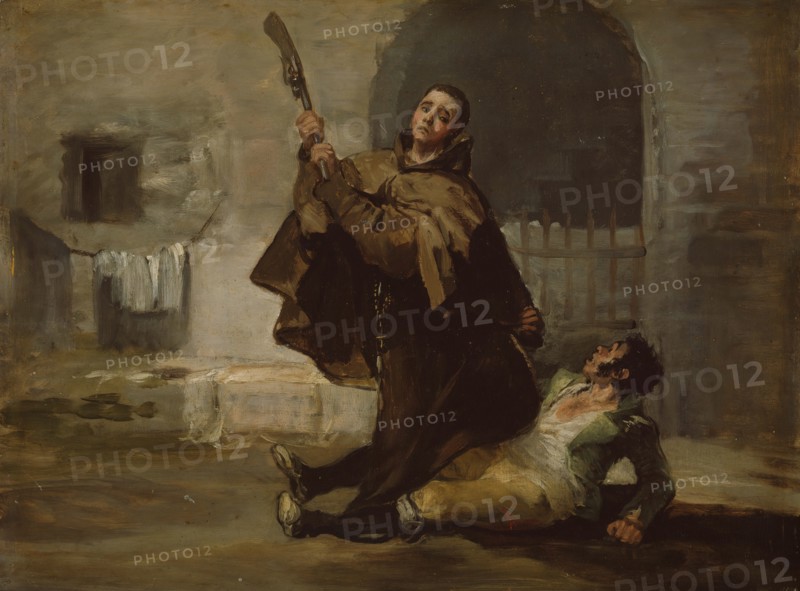 Friar Pedro Clubs El Maragato with the Butt of the Gun, c. 1806. Creator: Francisco Goya.