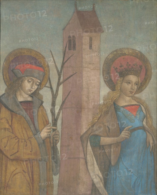Diptych of Saints Achatius, Barbara, Apollonia, and Sebald, c. 1490. Creator: Unknown.