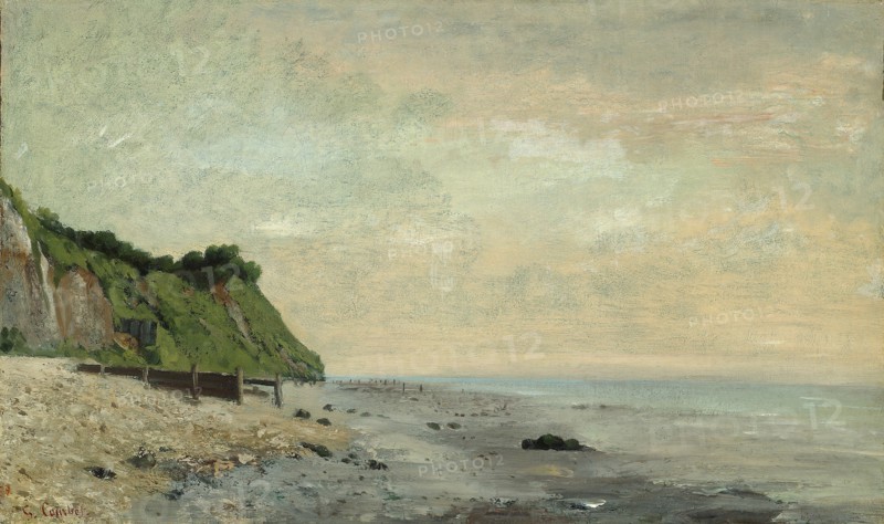 Cliffs on the Sea Coast: Small Beach, Sunrise (Falaise au bord de la mer, vu Petite Plage... Creator: Gustave Courbet.