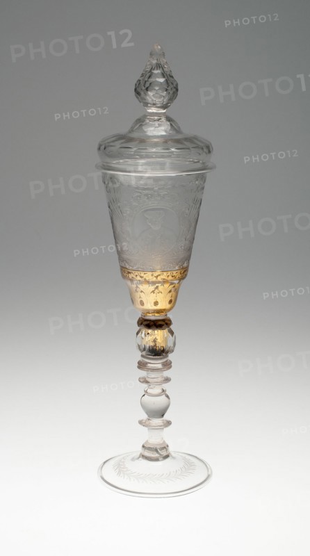 Wine Glass and Cover, Bohemia, Early 18th century. Creator: Bohemia Glass.
