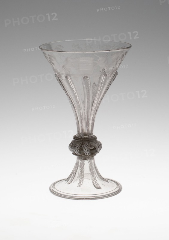 Goblet Engraved with Hunting Scenes, Bohemia, c. 1680. Creator: Bohemia Glass.