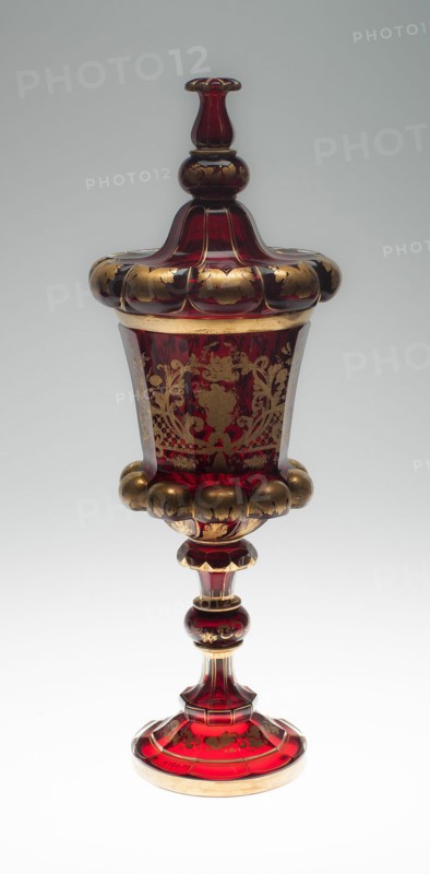 Covered Vase, Bohemia, Mid 19th century. Creator: Bohemia Glass.