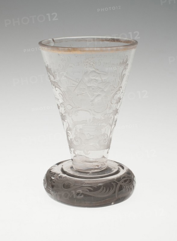 Bowl of Wine Glass with Silver Foot, Bohemia, c. 1740. Creator: Bohemia Glass.