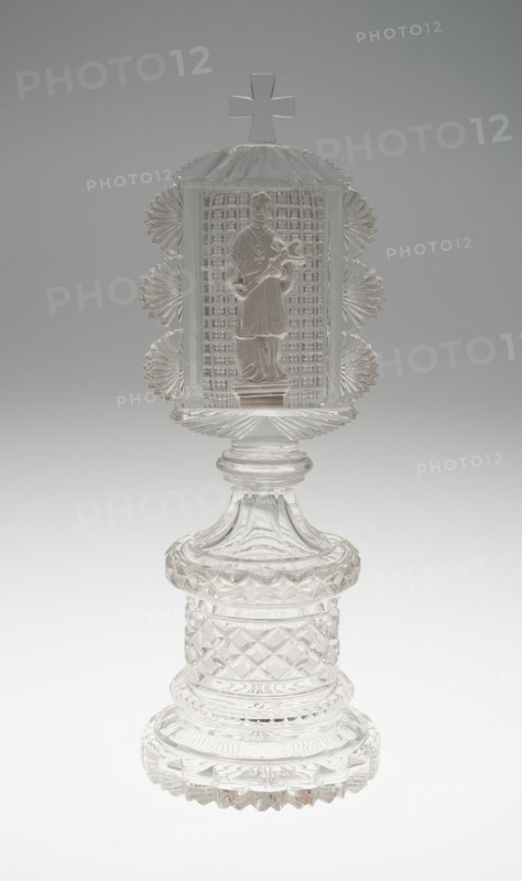 Stand with St. John Nepomuk, Bohemia, c. 1832. Creator: Bohemia Glass.