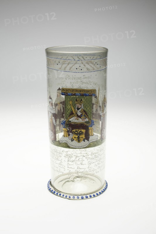 Beaker with the Emperor and Seven Electors (Kurfürsten Humpen), Germany, c. 1600. Creator: Bohemia Glass.