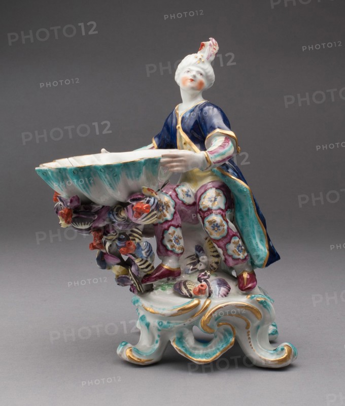 Turkish Figure, Sweetmeat Dish, Bow, c. 1760. Creator: Bow Porcelain Factory.