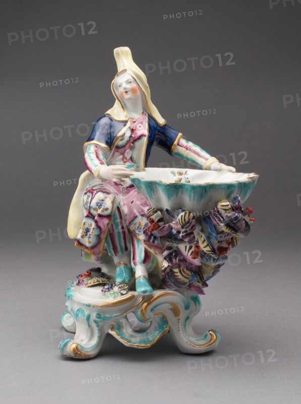 Turkish Figure, Sweetmeat Dish, Bow, c. 1760. Creator: Bow Porcelain Factory.