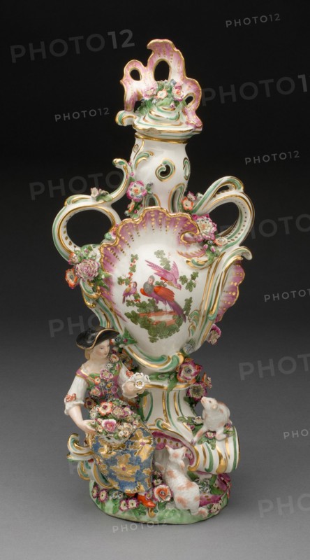 Potpourri Vase with Shepherdess, Chelsea, 1760/65. Creator: Chelsea Porcelain Manufactory.