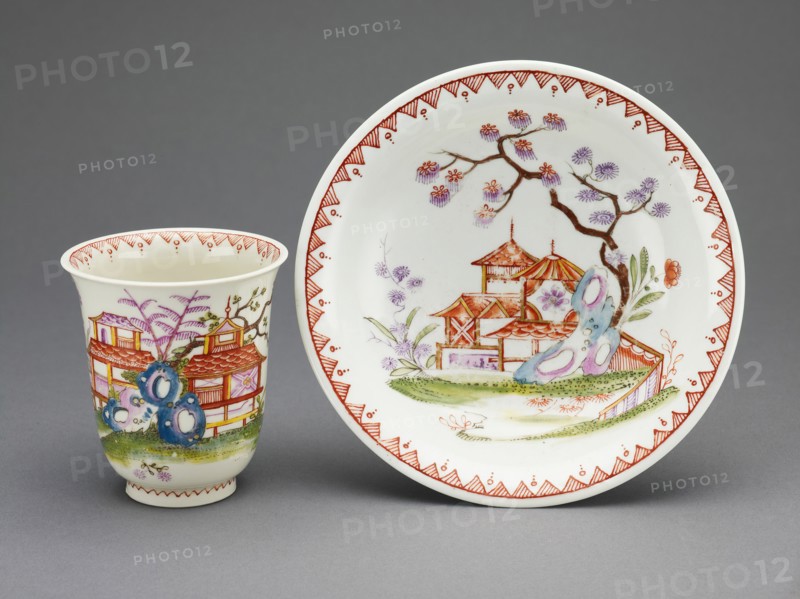 Cup and Saucer, Vienna, c. 1725. Creator: Du Paquier Porcelain Manufactory.