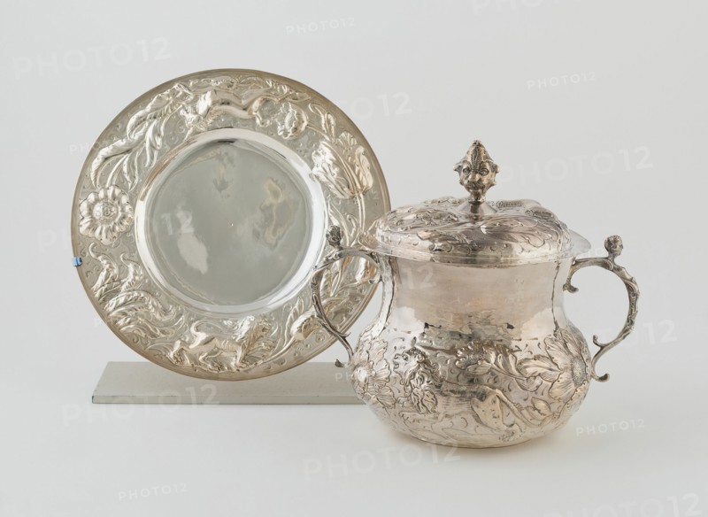 Caudle Cup with Cover and Stand, England, 19th century (Reproduction); 1664/65 (Original). Creator: Unknown.
