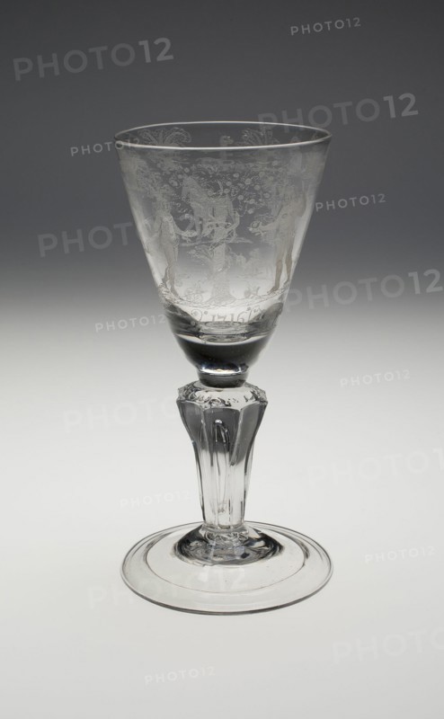 Commemorative Wineglass for the Coronation of George I, , c. 1714 (Engraved 1716). Creator: Unknown.